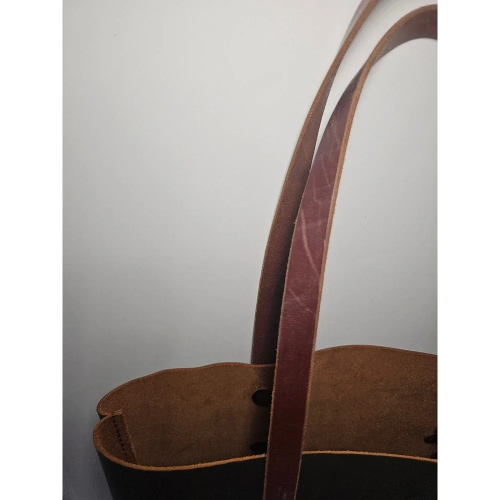 Go Forth Goods Dark Brown Leather Avery Tote Bag Handmade USA Large Carryall